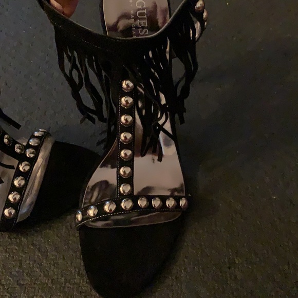 4 inch suede and studded open toe sandal heel. - Picture 3 of 10